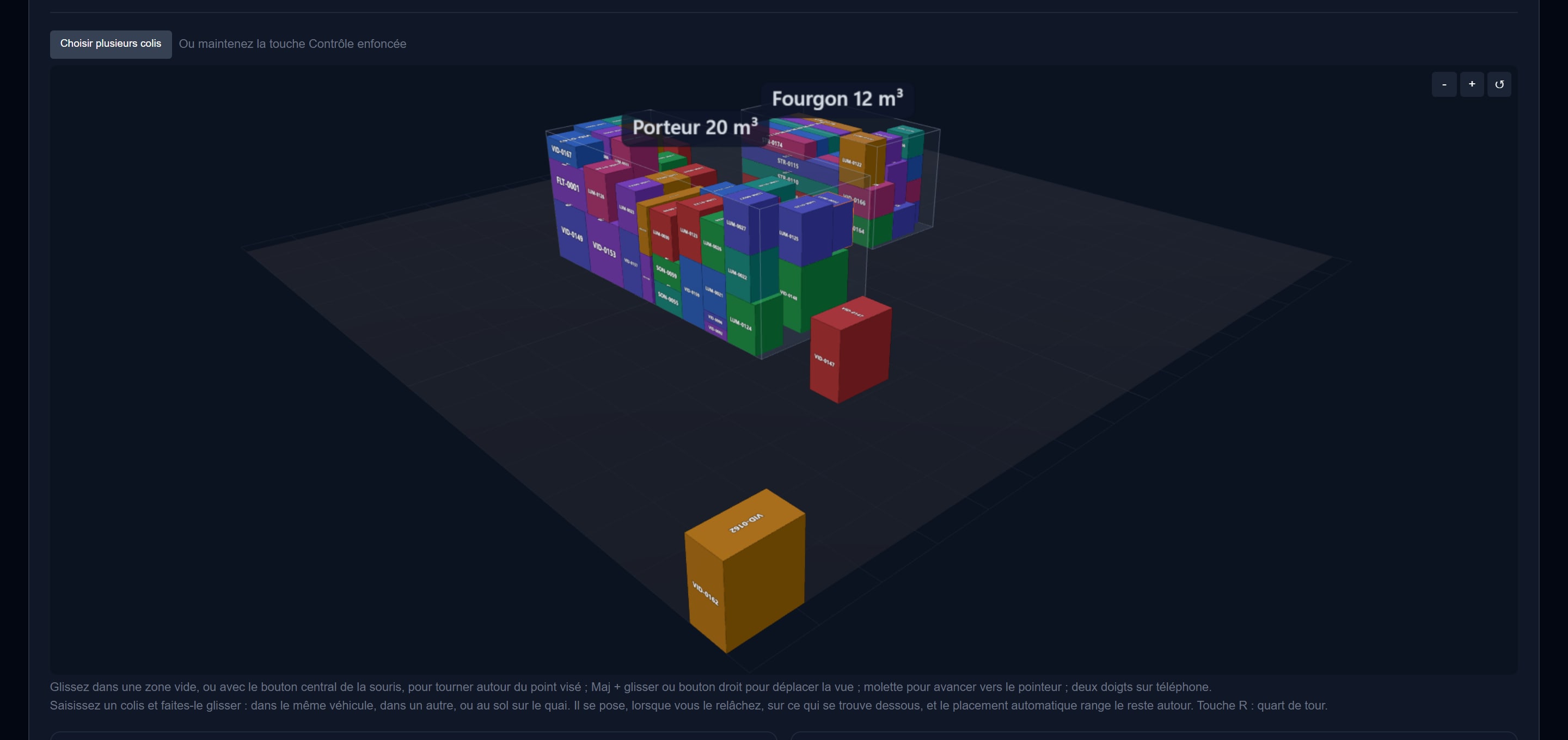 Le plan de chargement en trois dimensions